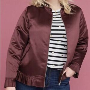 Lane Bryant NWT Ruffle Pleated Trim Bomber Jacket